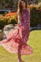 Women LALA DRESS Amaranth Flora | MISA Los Angeles Maxi