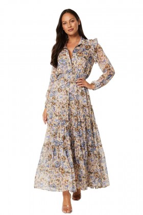 Women AHREANA DRESS Sketched Floral | MISA Los Angeles Maxi