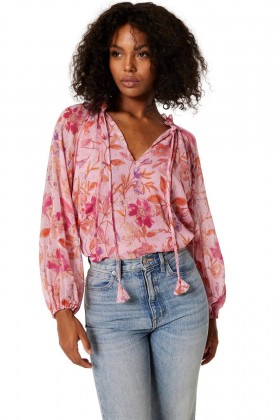 Women BELLA TOP Pink Fire Flora | MISA Los Angeles Tops