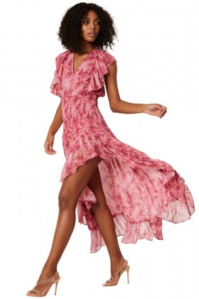 Women BO DRESS Abstract Fire Flora | MISA Los Angeles Midi