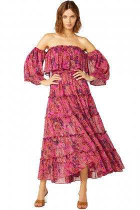 Women CASSANDRA DRESS Fuchsia Batik | MISA Los Angeles Maxi