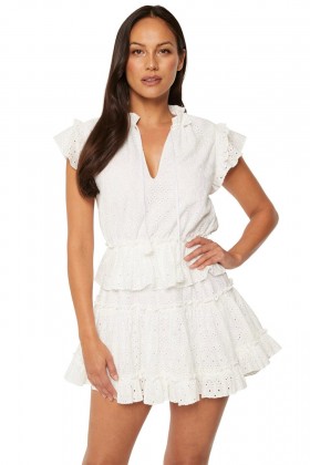 Women ILIANA DRESS White Eyelet | MISA Los Angeles Mini