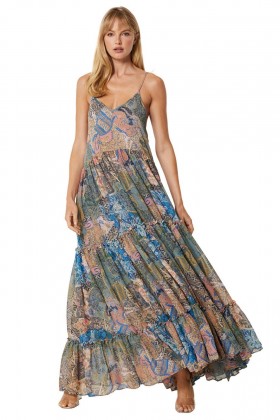 Women KALI DRESS Patchwork Batik | MISA Los Angeles Maxi