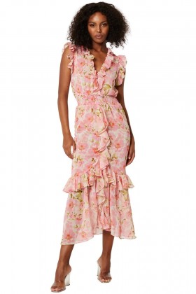 Women KIDADA DRESS Blushing Flora | MISA Los Angeles Midi