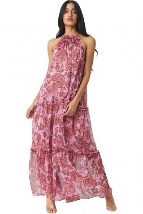 Women LALA DRESS Amaranth Flora | MISA Los Angeles Maxi