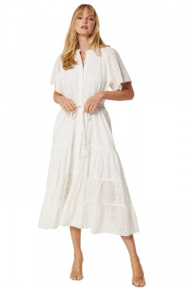 Women MALLORY DRESS White Eyelet | MISA Los Angeles Midi