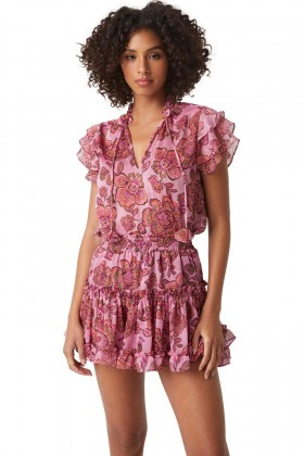 Women MARION SKIRT Amaranth Flora | MISA Los Angeles Skirts & Shorts