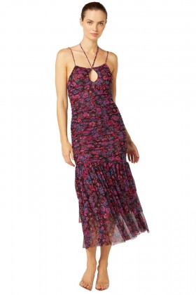 Women NICOLA DRESS Electric Ditsy Mesh | MISA Los Angeles Cut-Out