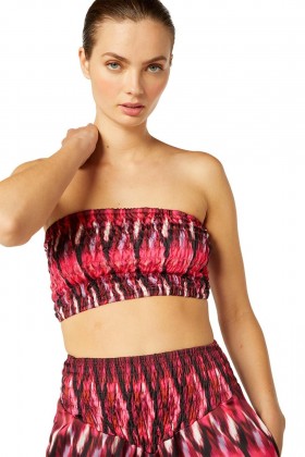 Women ROKSANA BANDEAU Fuchsia Ikat | MISA Los Angeles Tops