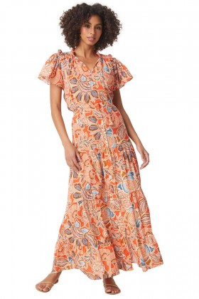 Women ROOPAL SKIRT Tangerine Flora | MISA Los Angeles Skirts & Shorts