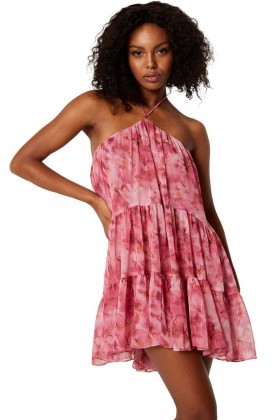 Women SASTRA DRESS Abstract Fire Flora | MISA Los Angeles Mini