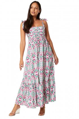 Women SERAFINA DRESS Spring Ditsy Fuchsia | MISA Los Angeles Maxi