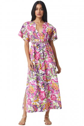 Women SETAREH DRESS Flora Splash | MISA Los Angeles Midi