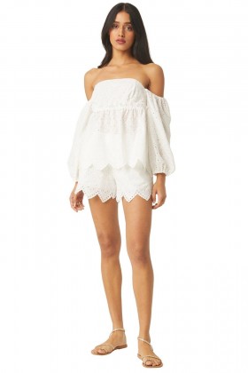 Women SOLEIL SHORT White Eyelet | MISA Los Angeles Skirts & Shorts