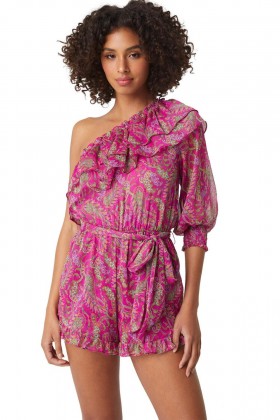 Women VALA ROMPER Fuchsia Paisley | MISA Los Angeles Jumpsuits & Rompers