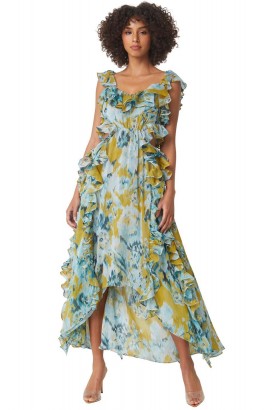 Women ALESSANDRA DRESS Blue Abstract | MISA Los Angeles Cut-Out